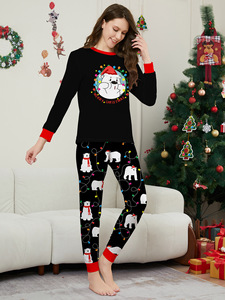 Pijamas Personalizados de Natal para Mãe e Filha, Conjunto de Inverno com Estampa de Urso Preto - Product Image 3