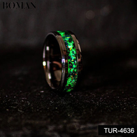 Cincin Tungsten berlapis IP hitam cincin Aura Opal kualitas tinggi Opal meteorit langit berbintang cincin tahan karat untuk pria