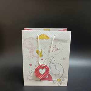 Sac cadeau en papier personnalisé SP2881 avec ruban, estampage à chaud, surface personnalisable, style d'impression et taille personnalisables, avec votre message. - Product Image 4