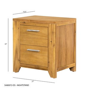 Wood Nightstand 20.7x15.4x22 Inches Two <b>Drawer</b> <b>Storage</b> Unit Bedroom Furniture - Product Image 2