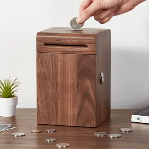 Cajas de madera diseñadas para almacenamiento de madera para niños para organizar dinero y monedas de bolsillo