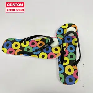 Personal isierte Damen individuell bedruckte Kunststoff Flat Beach Flop Hausschuhe Hausschuhe für Kinder Frauen Machen Sie Ihre eigenen Flip Flops