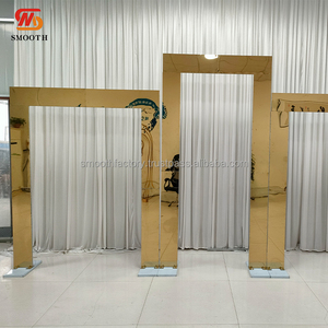 LEDA Wedding Events Hot Sale Square Stainless Steel Mirror Arch Gold Three-piece Set <b>Backdrop</b> <b>Stand</b> - Product Image 2