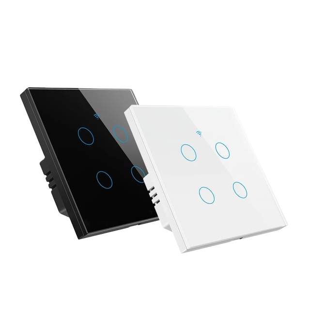 Tuya Smart Switch EU WiFi Smart Life Neutral Wire/No Neutral Wire Touch Light Switch 220V Works Alexa Google Home 1/2/3/4 Gang