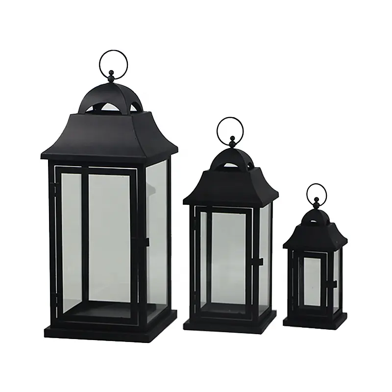 3 kubbe üst metal siyah mum fener Foryoudecor set ev günlük dekor için bahçe dekoru