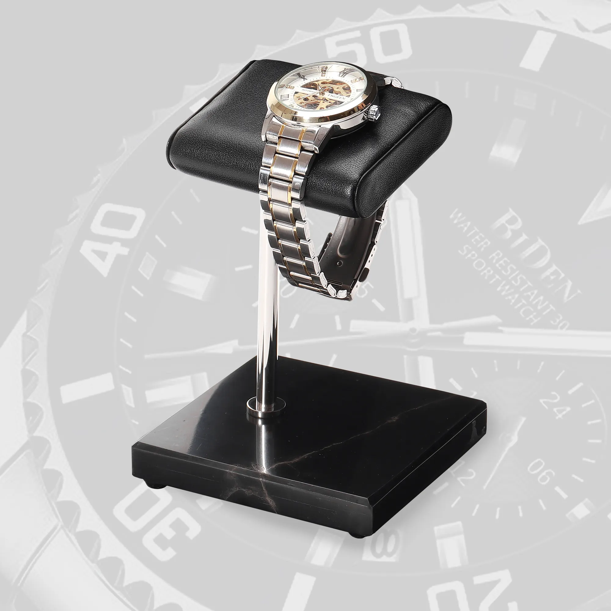 SUNDO Wholesale wristwatch/ bracelet/ bangle display stand white black marble metal leather watch holder
