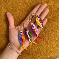 Pendentif poisson perlé coloré le plus vendu à la mode porte-clés bijoux à bricoler soi-même accessoires cadeaux en stock