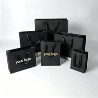 Sacs en papier noir de luxe personnalisés avec logo, estampage à chaud, emballage cadeau et shopping écologique pour la vente au détail