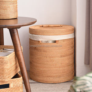 ตะกร้าเก็บของอเนกประสงค์ทรงรี วัสดุหวายน้ำ ยี่ห้อ WINTOP สไตล์โบโฮ หรูหรา เป็นมิตรกับสิ่งแวดล้อม ใช้เป็นถังขยะได้ - Product Image 3