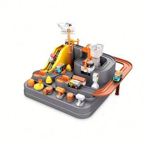 Jouets éducatifs Montessori pour enfants, circuit de course de voitures à construire avec des tuiles magnétiques - Product Image 2