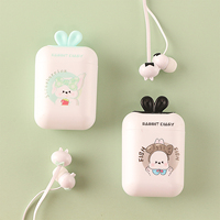 KIKI-410 mignon fraise lapin boîte de rangement écouteur dans l'oreille filaire dessin animé lapin oreille 3.5mm casque