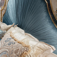 Großhandel Villa Palast elegante antike Französisch King Size Schlafzimmer Set Bett Sea Shell blau europäischen königlichen Luxus Schlafzimmer möbel
