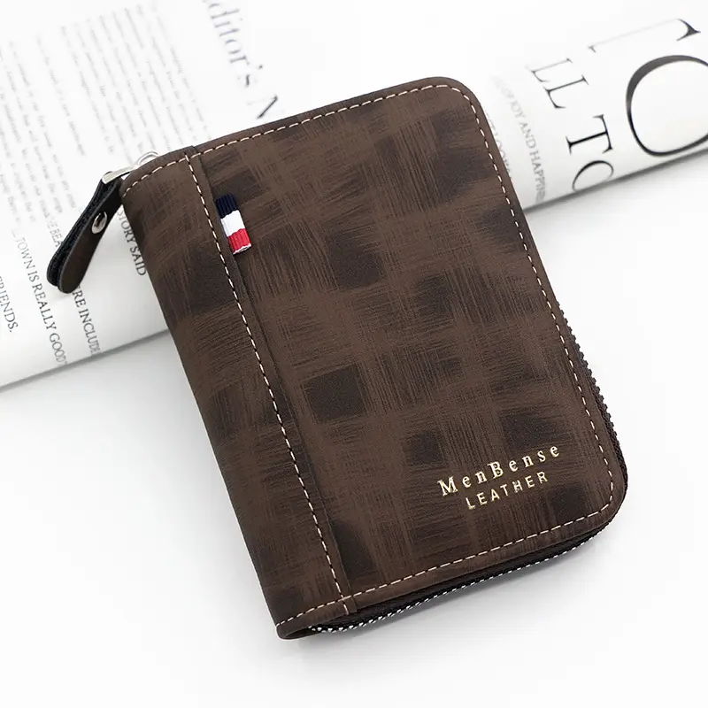 Wallet PU leather Short For Men Bifold Casual Purse Soft Pu Leather Multi Wallets Card Case Coin Pocket Male Zipper Money Bag