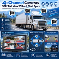 Système de détection d'angle mort BSD avec écran tactile de 10,1 pouces, système de caméra de recul à 4 canaux, kit pour camions lourds et flottes commerciales