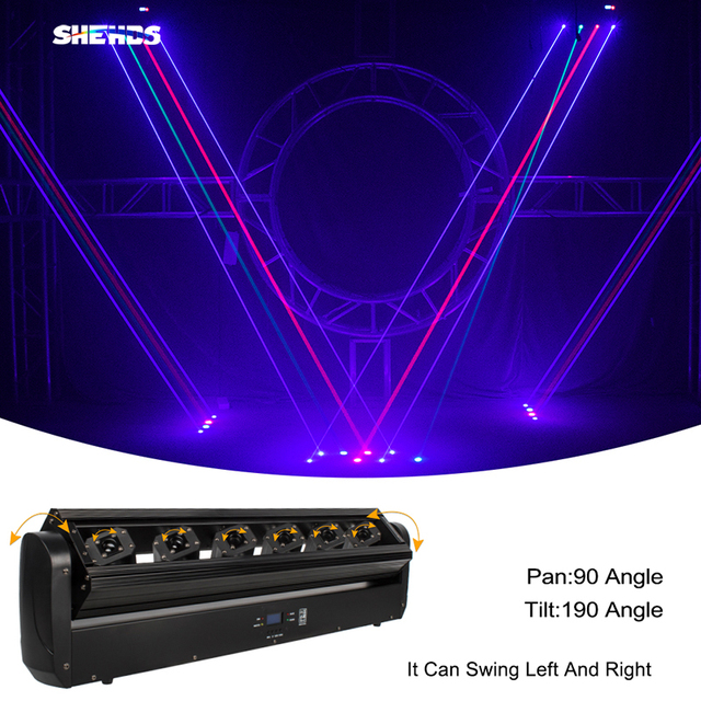 Shehds New 6x500mw RGB+RGB Beam Moving Head Laser Light Laser Beam Stage Light for Wedding Nightclub