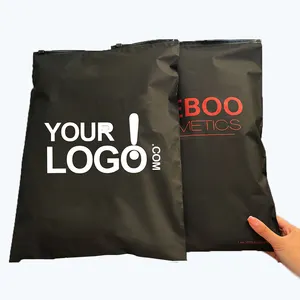 Toptan özelleştirilmiş Logo buzlu plastik mat siyah buzlu Zip kilit fermuarlı giysi giysi ambalaj kılıfı çanta çanta