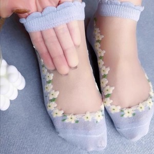 Floral Print Ankle <b>Socks</b> Women Thin Invisible Boat <b>Socks</b> Sweat Absorbent Spring Summer Casual Wear - Product Image 2
