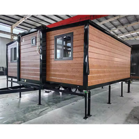 Casa prefabricada de madera, casa modular de techo plano, casa contenedor expandible prefabricada para Villa