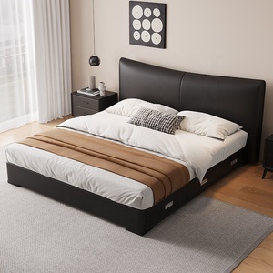 ชุดห้องนอนที่ทันสมัยเตียงหนังสีดำกรอบเตียงคู่พร้อมลิ้นชักยกแก๊ส - Product Image 4