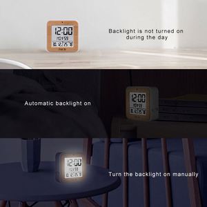นาฬิกาปลุก เครื่องวัดอุณหภูมิและความชื้น นาฬิกาปลุกคู่ ไฟพื้นหลังอัตโนมัติ ฟังก์ชั่นเลื่อนปลุก เทอร์โมมิเตอร์ นาฬิกาดิจิตอลตั้งโต๊ะในรถยนต์ นาฬิกาปลุกขนาดเล็ก - Product Image 4