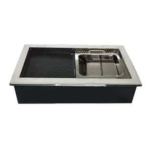 MODI built in electric korean bbq grills hot pot and bbq grill table for restaurant