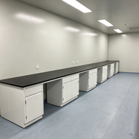 Station de travail de laboratoire en acier de haute qualité avec plan de travail en résine phénolique résistant aux produits chimiques et armoires de base