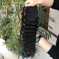 Prix d'usine 8-26 pouces de vague profonde dans un grand stock Extensions de cheveux brésiliens de queue de cheval de cheveux humains