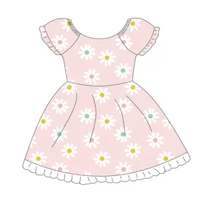 Qingli – robe de soirée à fleurs pour bébé fille, épaules dénudées, manches smockées, été