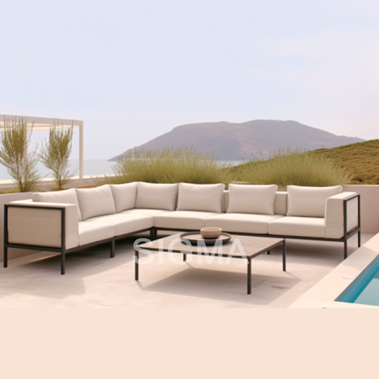Luxury NEW Large Corner Sofa  Patio Sofa Outdoor Furniture Luxury Aluminum Sofa Set