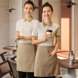 Women's Blouses Shirts Cool Waiters Uniforms Short Sleeve Cafe Bar Work Shirt Kitchen Waitress Uniform Restaurant