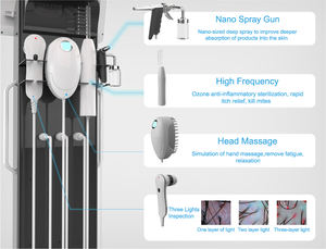 Détecteur de cuir chevelu professionnel non invasif 5 en 1, sûr, avec massage de la tête à haute fréquence, pistolet à oxygène nano, analyseur de peau - Product Image 5