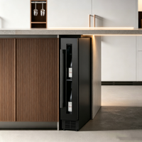 Refrigerador de Vino Vertical Pequeño L-Slim, Enfriador de Vino Independiente con Temperatura Constante, Gabinete de Vino para el Hogar