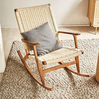 Fauteuil à bascule décontracté en rotin tressé avec accoudoirs, style nordique, pour balcon, salon ou bar à domicile