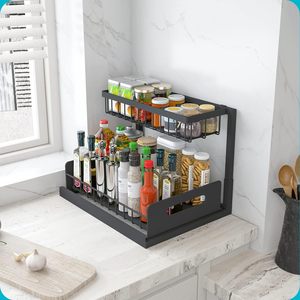 Organisateur métallique à 2 niveaux <span class=keywords><strong>sous</strong></span> évier avec tiroirs coulissants pour armoires de cuisine et de salle de bain, <span class=keywords><strong>rangement</strong></span> alimentaire, crochets de penderie - Product Image 4