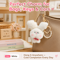 Peluche Lapin Mignon et Doux avec Nœud à Carreaux, Animal en Peluche Blanc en Sherpa pour Enfants, Cadeau d'Anniversaire Vente en Gros OEM/ODM