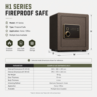 Caja Fuerte Ignífuga Serie H1 con Cerradura Electrónica, Caja de Seguridad de Acero para Uso en el Hogar, Oficina y Hotel