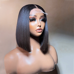 Perruques Bob Courtes en Cheveux Humains Brésiliens Naturels Vietnamiens, Lisses et Droites, Sans Colle, avec Dentelle Frontale 13x4, Vente en Gros, Couleur <span class=keywords><strong>613</strong></span> - Product Image 4