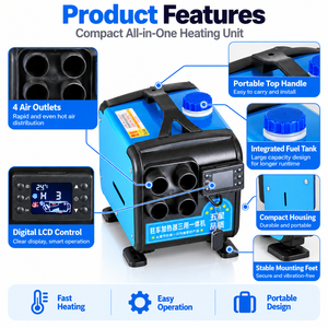 ND02002 เครื่องทำความร้อนน้ำหล่อเย็นไฟฟ้าแบบพกพาออลอินวัน 5Kw 8Kw ระบบอัตโนมัติ 12V/24V สำหรับใช้งานกลางแจ้ง - Product Image 1