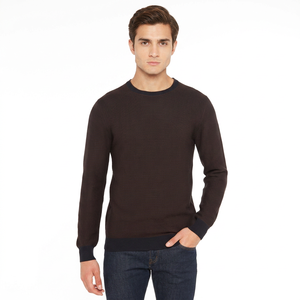 Sweat-shirts à col rond pour hommes de conception italienne avec manches longues, motif uni, fil teint, approvisionnement ODM - Product Image 1