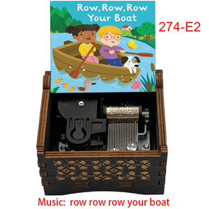 Boîte à musique vintage en bois 'Row Row Row Your Boat', cadeau musical spécial, cadeau avec comptoires enfantins pour enfants - Product Image 1