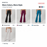 Conjunto de Yoga Acolchado de Manga Larga con Orificios para Pulgares para Mujer, Leggings Acampanados de Cintura Alta con Efecto Levantamiento de Glúteos, de Tejido Cepillado de Secado Rápido, Certificado GCC