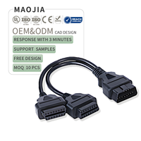 Kustom OEM OBD2 16Pin kabel Splitter perempuan ganda pria ekstensi diagnostik mobil 1-untuk-2 y-dengan untuk BMW/mercedes-benz/Audi/Ford