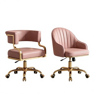 Modern PU Leather Salon <b>Chair</b>, Swivel <b>Vanity</b> <b>Chair</b> with Metal Rolling Base for Beauty Studio Hair Salon - Product Image 5