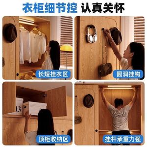 Solid Oak Wardrobe With <b>Sliding</b> Doors Bedroom Storage Cabinet For Home Use <b>Small</b> Apartment Clothing Organizer - Product Image 4
