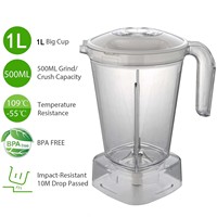 Wadah Blender Profesional 1L, Mixer Smoothie, Pembuat Jus Buah, Suku Cadang Wadah dengan Rakitan Pisau