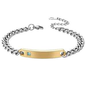 Bracelet en acier inoxydable 5 mm plaqué or 18 carats avec sertissage clos de pierres précieuses, bijou unisexe, cadeau - Product Image 4