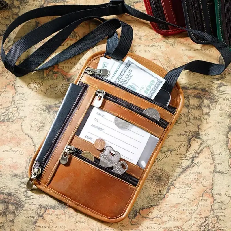 Portefeuille en cuir personnalisé avec blocage RFID pour argent Portefeuille pour passeport et pièce d'identité