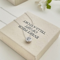 Collier pendentif rond en zircon cubique plaqué rhodium en argent sterling 925 de conception classique