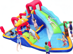 สวนน้ำเป่าลมพร้อมสไลเดอร์กลางแจ้ง ทำจาก PVC สำหรับเด็ก - Product Image 1