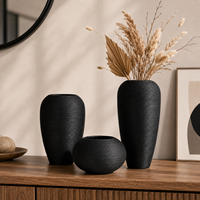 Vases en céramique noire nordique, décoration esthétique pour la maison, salon, salle à manger, table, accessoires de décoration de bureau, vase